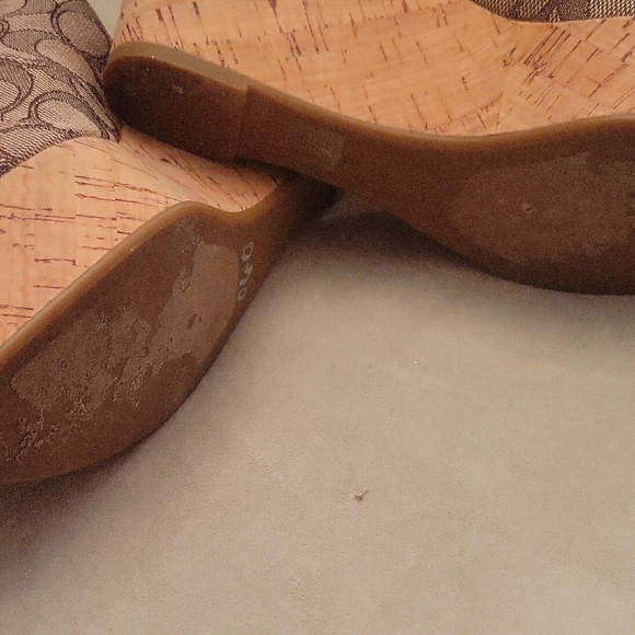 Coach Brown Patterned Wedge Sandals - Picture 3 of 4
